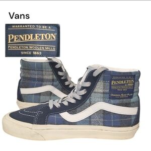 VANS Wool Pendleton Anaheim 38 Blue Plaid Hi Sneaker Tennis Shoe Men 7.5 Women 9